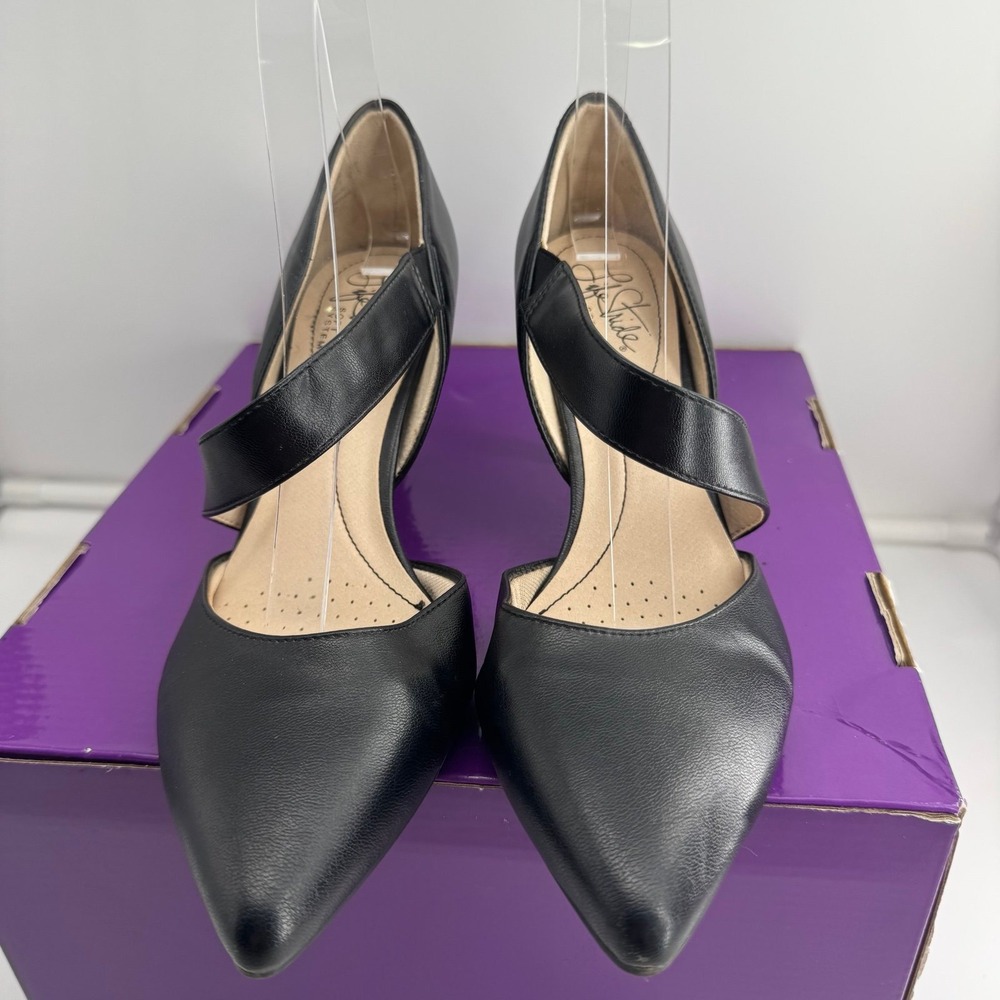 LifeStride Women's Suki Pumps – Black Pointed Toe Cross-Strap Heels